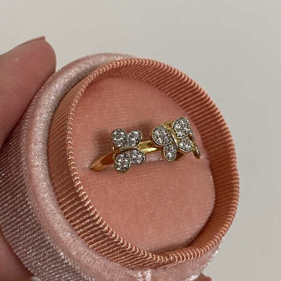 14k Solid Yellow Gold 3 Butterfly Ring Size 8.25 - Picture 5 of 11